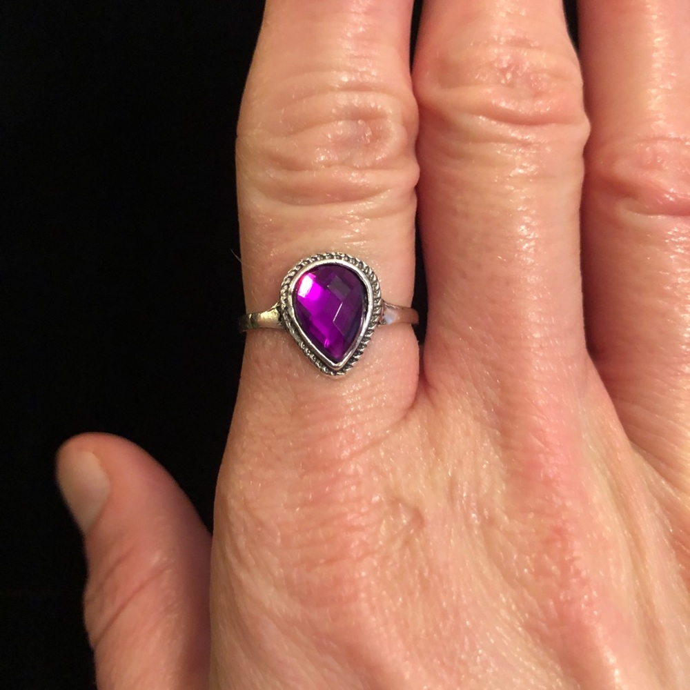 Purple Teardrop Faux Gemstone Ring